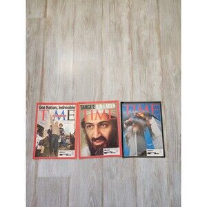 Time Magazine Lot of 3 9/11 Special Issue Trade Center Towers Bin Laden EUC